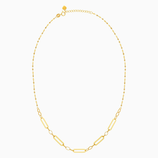 Modern Geometric Link Necklace in 18K Yellow Gold