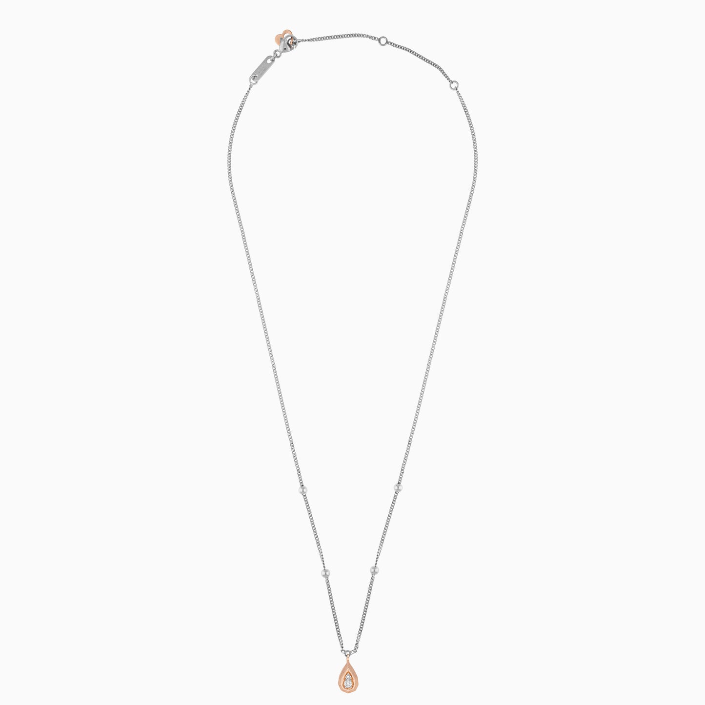 Platinum and 18k Rose Gold Natural Diamonds Drop Necklace