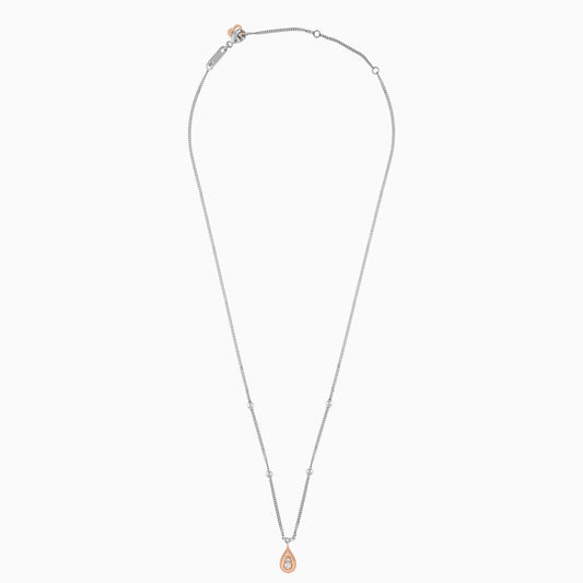 Platinum and 18k Rose Gold Natural Diamonds Drop Necklace