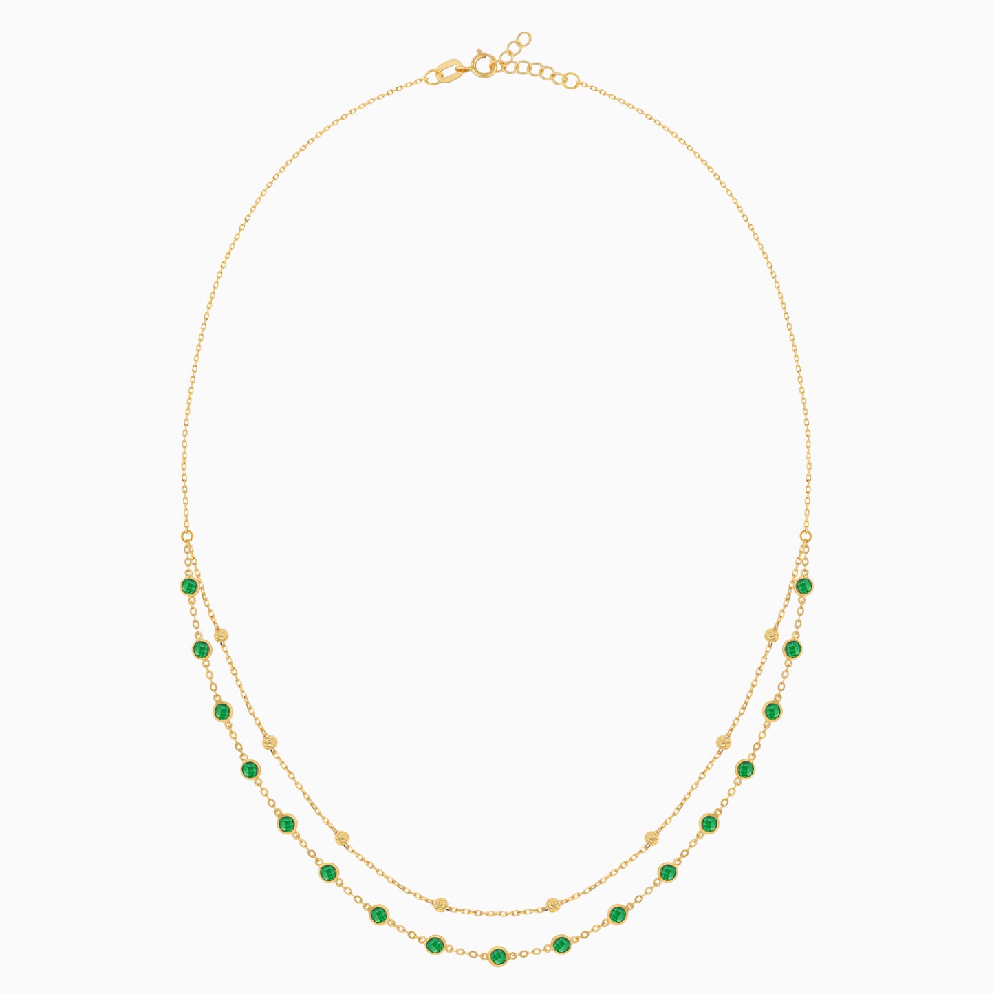 قلادة من الذهب الأصفر عيار 18 قيراطاً مكونة من طبقتين ومرصعة بأحجار صناعية