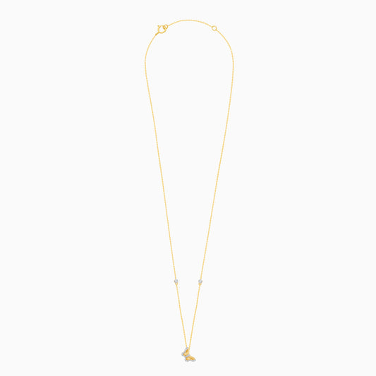 18K Yellow Gold Butterfly Shape Necklace with Natural Diamonds - Farfalla