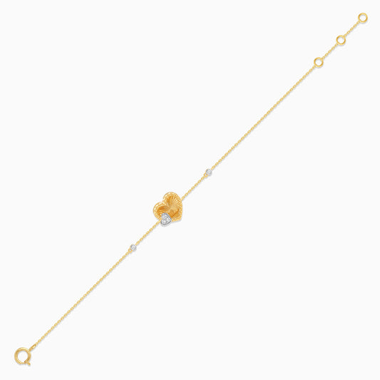 18K Yellow Gold Heart Shape Bracelet with Natural Diamonds - Farfalla