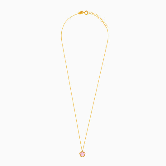 Vivante Pink MOP Flower-Shaped 18k Yellow Gold Necklace