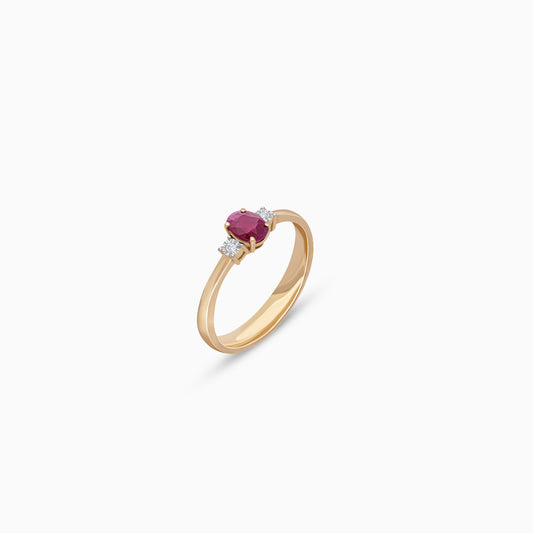 Colour Classic Natural Diamonds and Ruby 18k Gold Ring