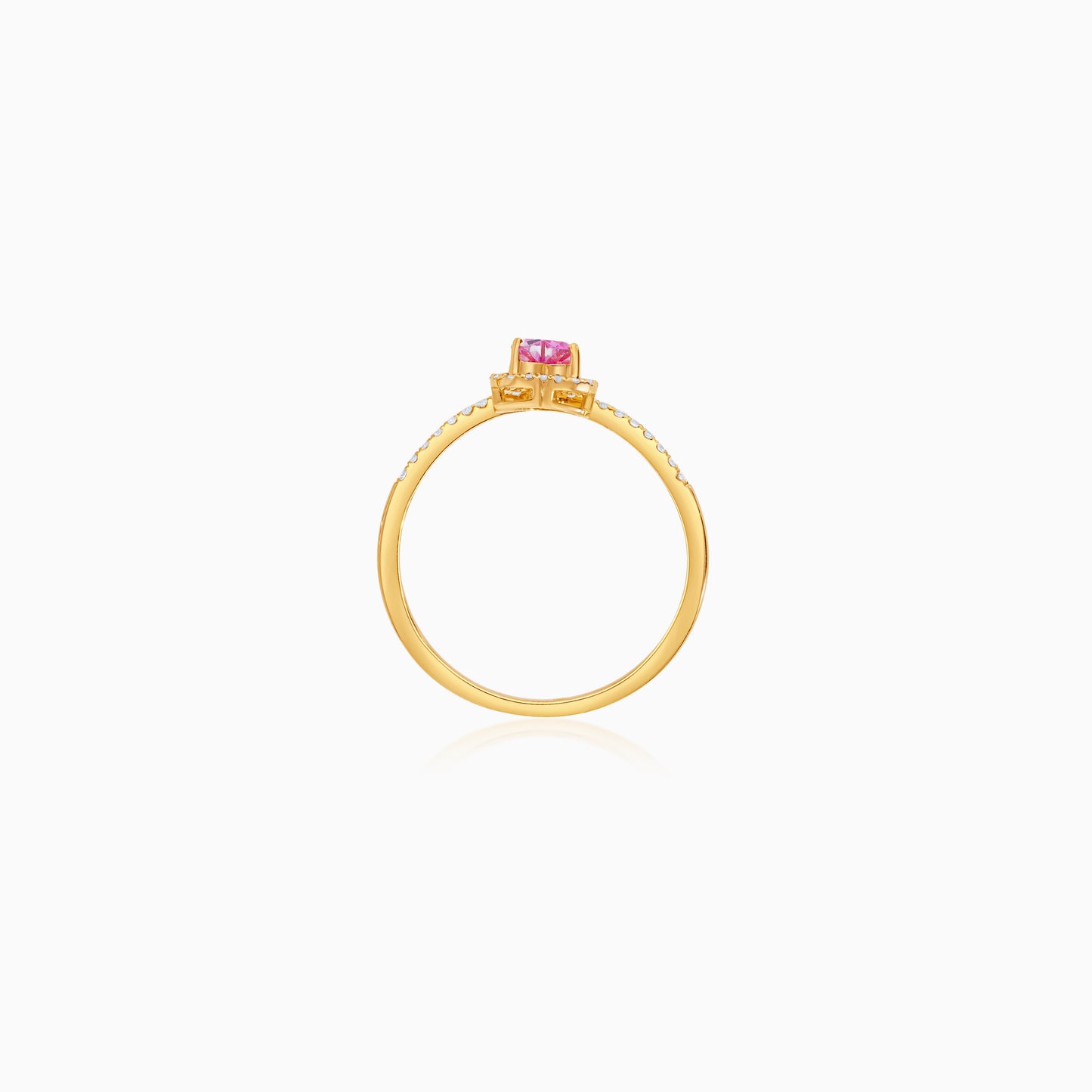 Valentine Ring 18k Yellow Gold Pink Topaz & Natural Diamond