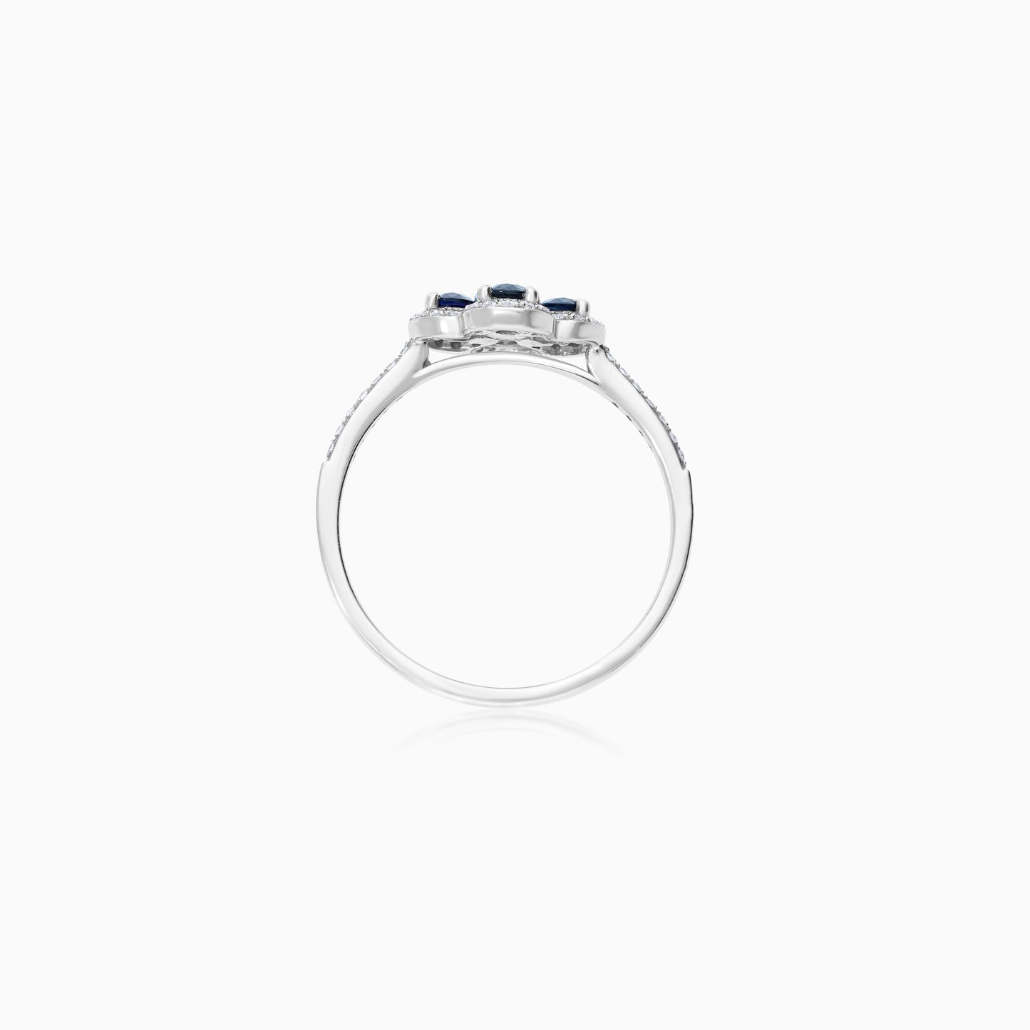 Coloure 18K White Gold Sapphire and Natural Diamonds Flower Shape Ring