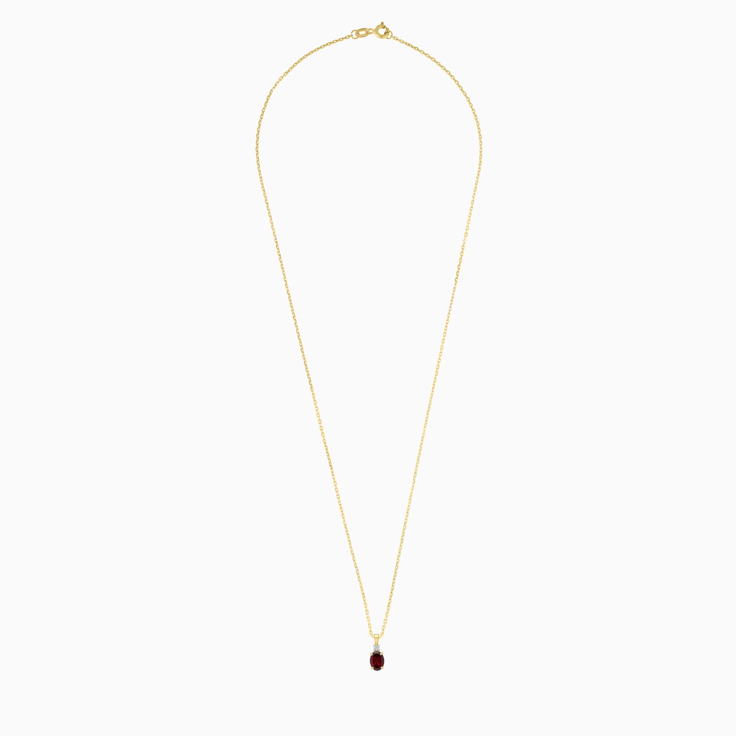 Beautiful 18k Yellow Gold chain with a Sparkling pendant decorated by natural Diamonds & Rich Garnets