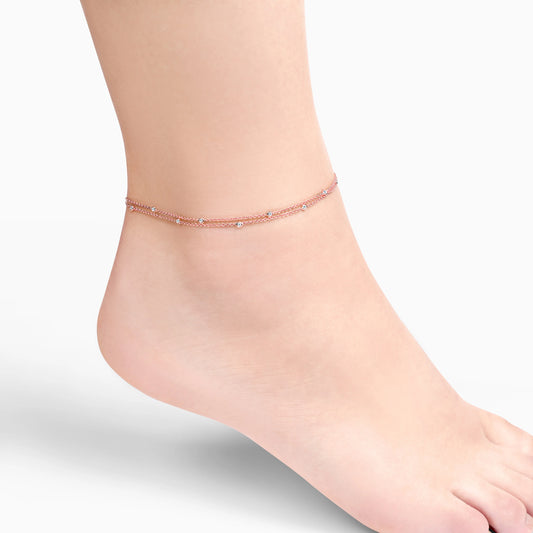 Chic 18K Rose Gold Diamond Anklet | Fine Jewellery
