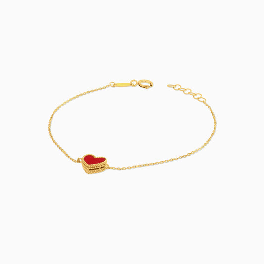 18k yellow gold bracelet with red heart shaped for kids - Vivante collection