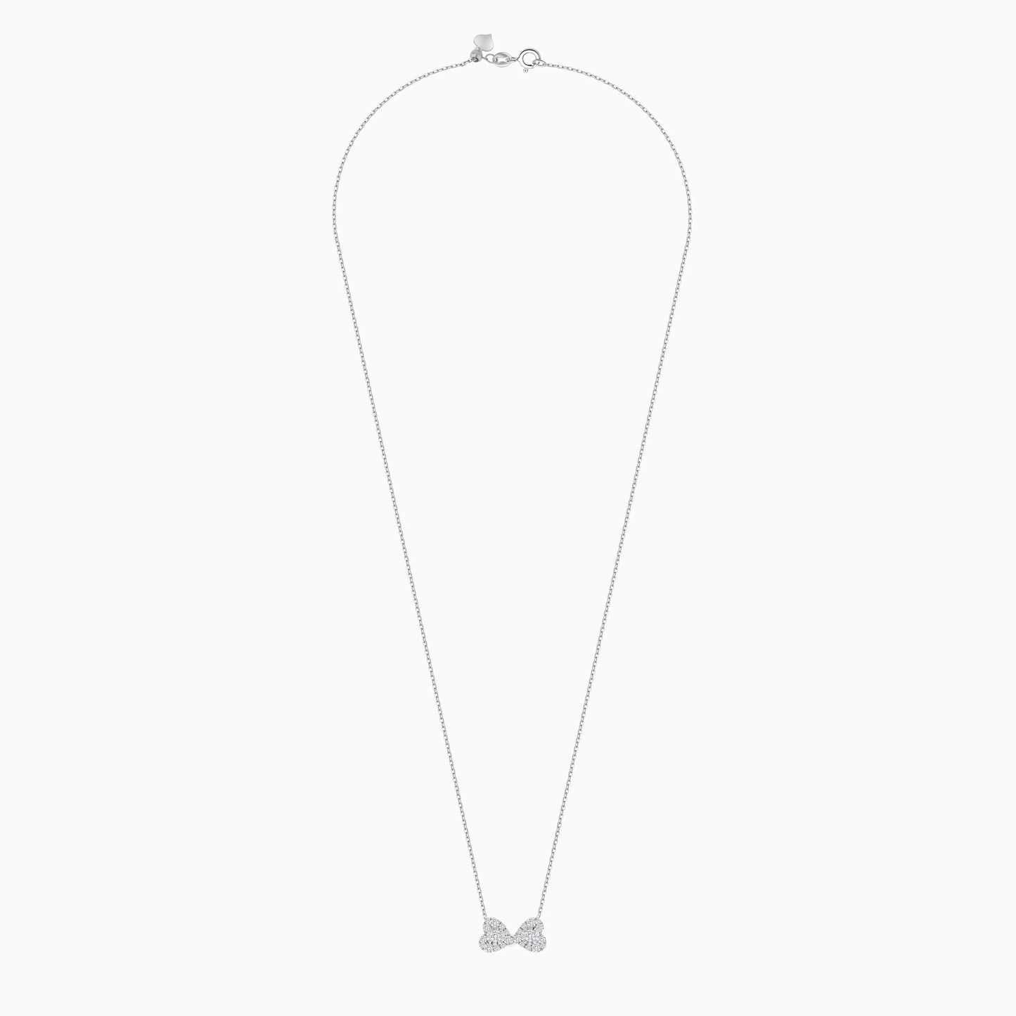 18K WHITE GOLD NECKLACE WITH SHAPE OF HEART DECORATED WITH NATURAL DIAMOND STONES