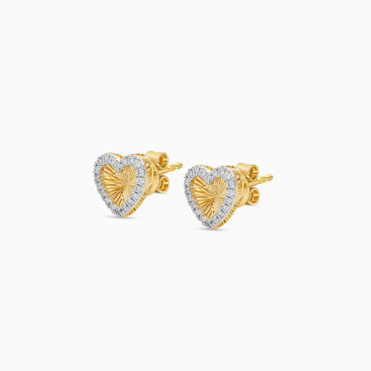 18k yellow gold earrings in heart-shaped decorative with natural diamond for kids | Farfalla collection