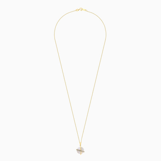 18K Yellow Gold Necklace with Pearl and Natural Diamond