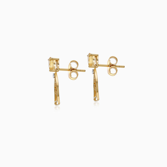 Enchanted Belle Earrings in 18k Yellow Gold with Natural Diamonds and Citrine Gemstones for Kids | Disney Collection