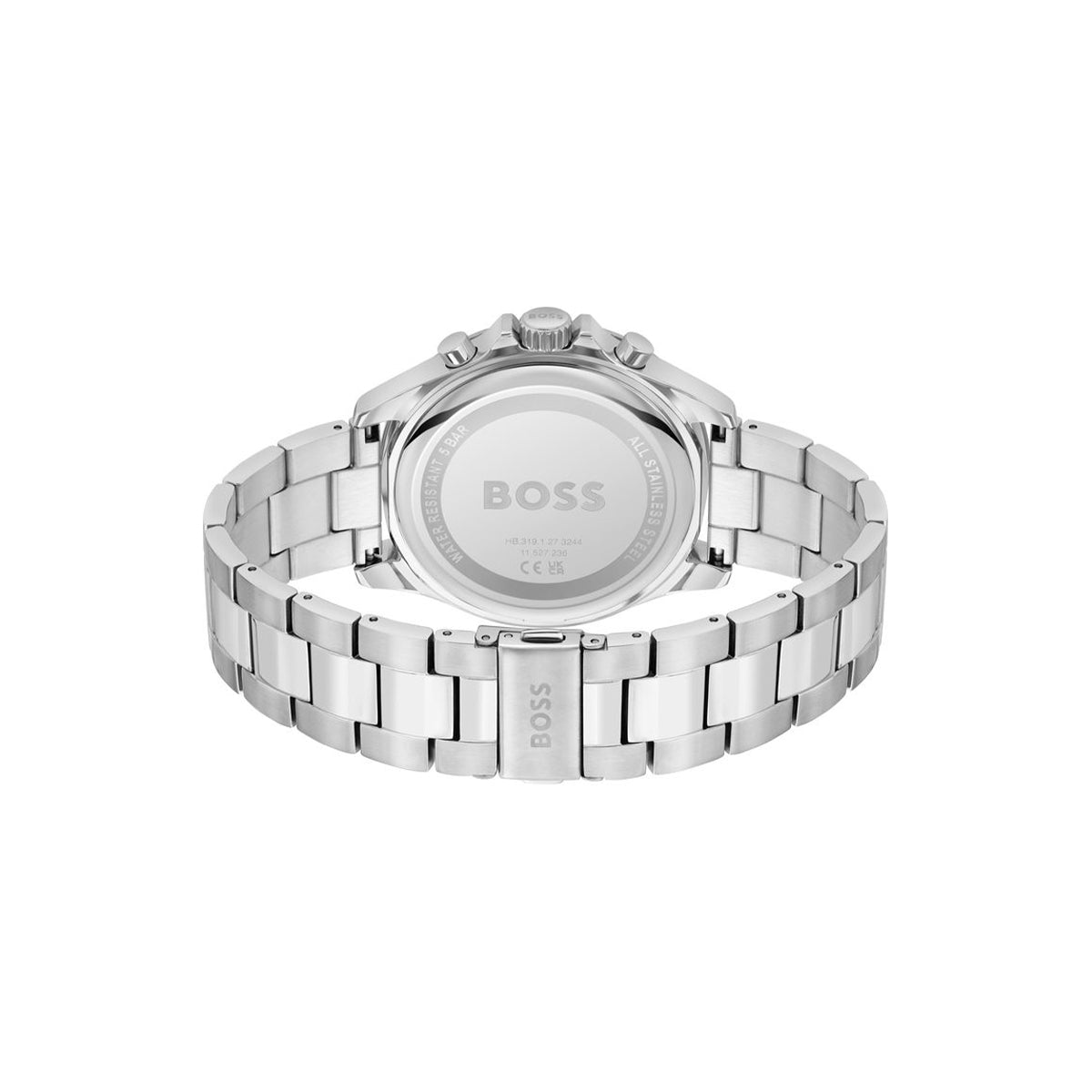 Boss Troper Mens Round 45mm Stainless Steel Case Stainless Steel Bracelet Stainless Steel Dial