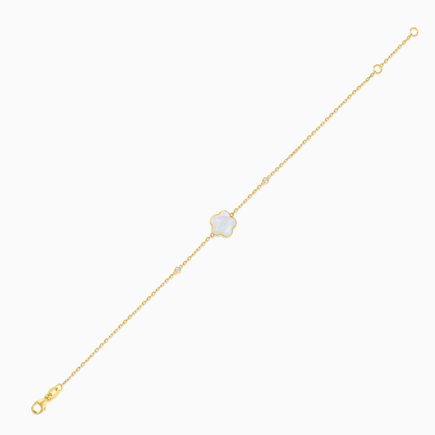 Mosaic 18k Yellow Gold Flower Bracelet with Natural Diamonds