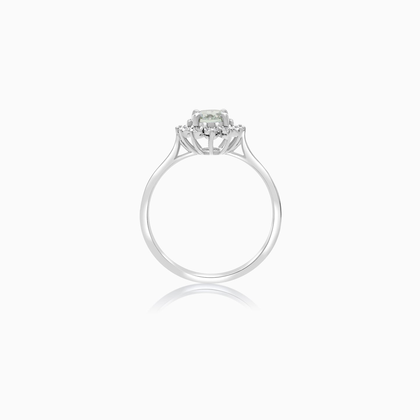18K White Gold Diana Oval Parsolite and Natural Diamonds Ring