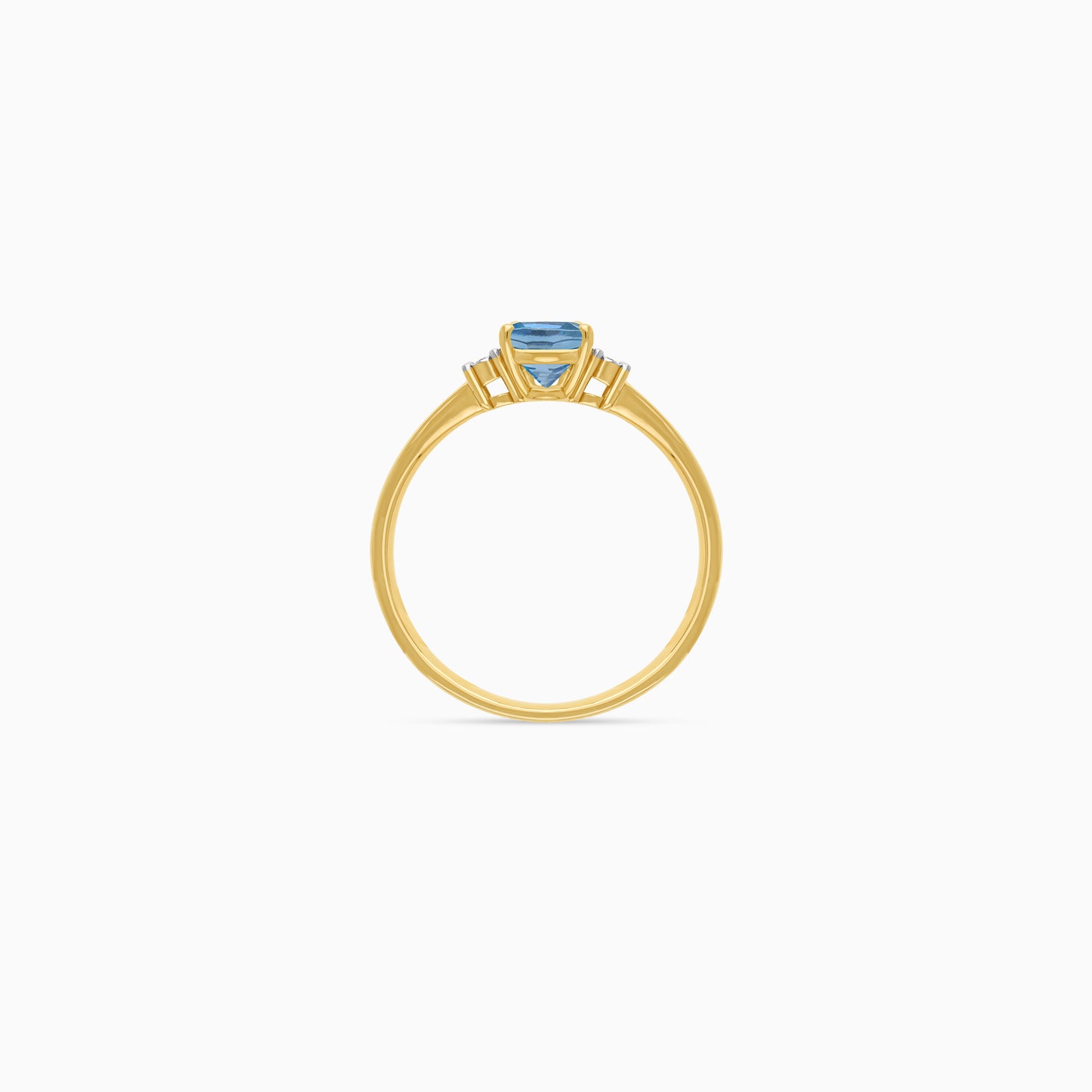 Colour Classic 18k Gold Blue Topaz and Natural Diamonds Ring