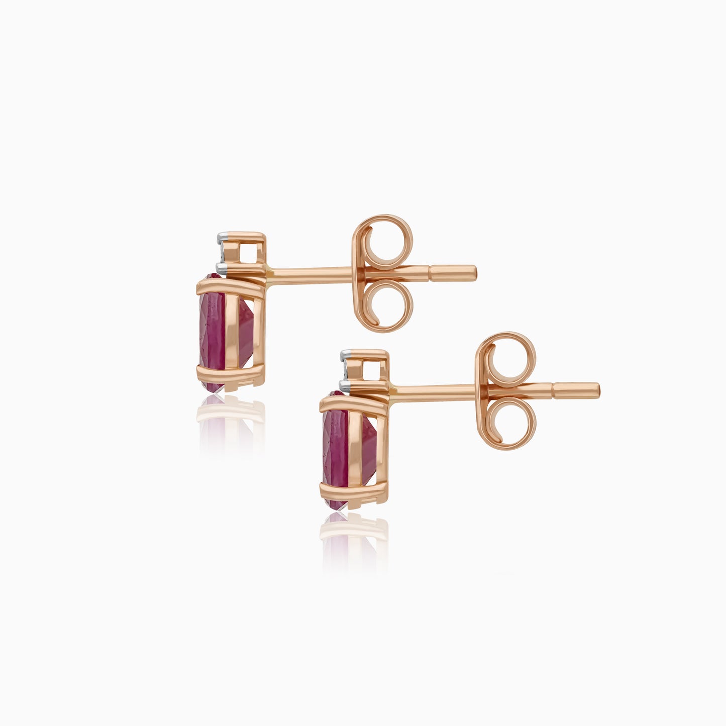 Colour Classic 18k Rose Gold Natural Diamonds and Ruby Earrings