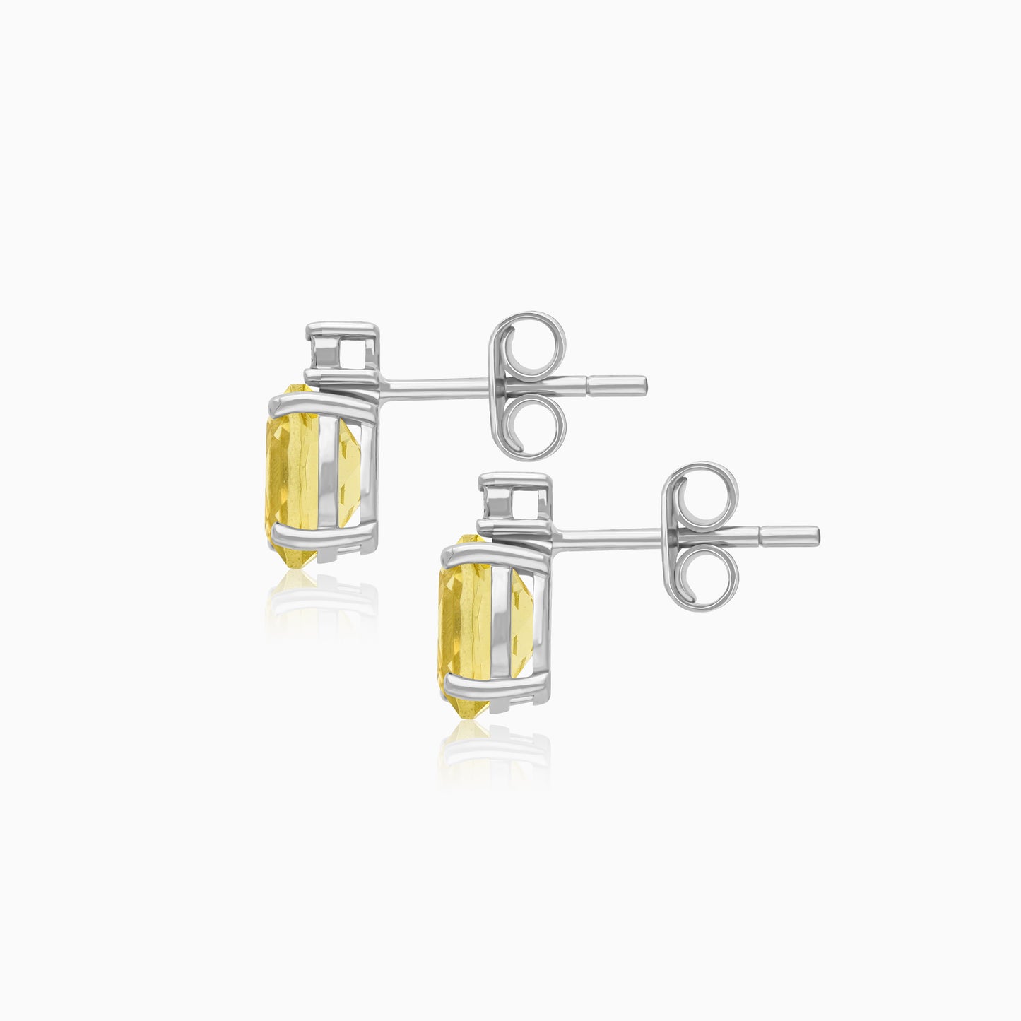 Lemon Quartz & Natural Diamond Pair of Earrings