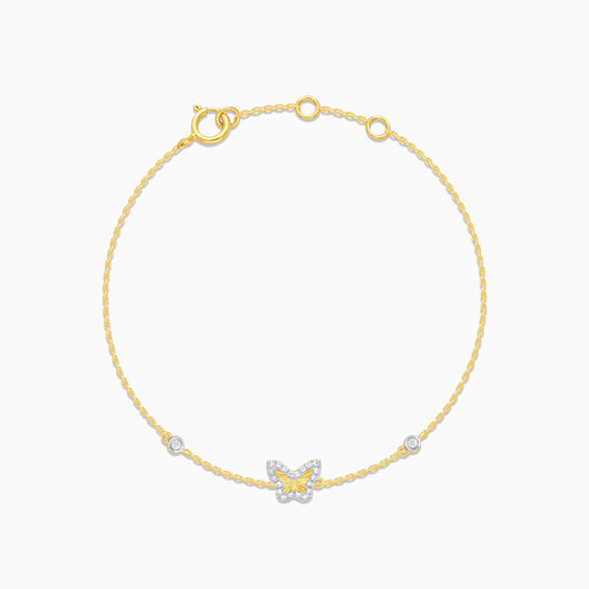 18k yellow gold light bracelet in butterfly-shaped decorative with natural diamond for kids | Farfalla collection
