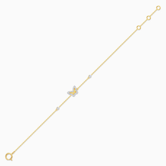 18k yellow gold light bracelet in butterfly-shaped decorative with natural diamond for kids | Farfalla collection