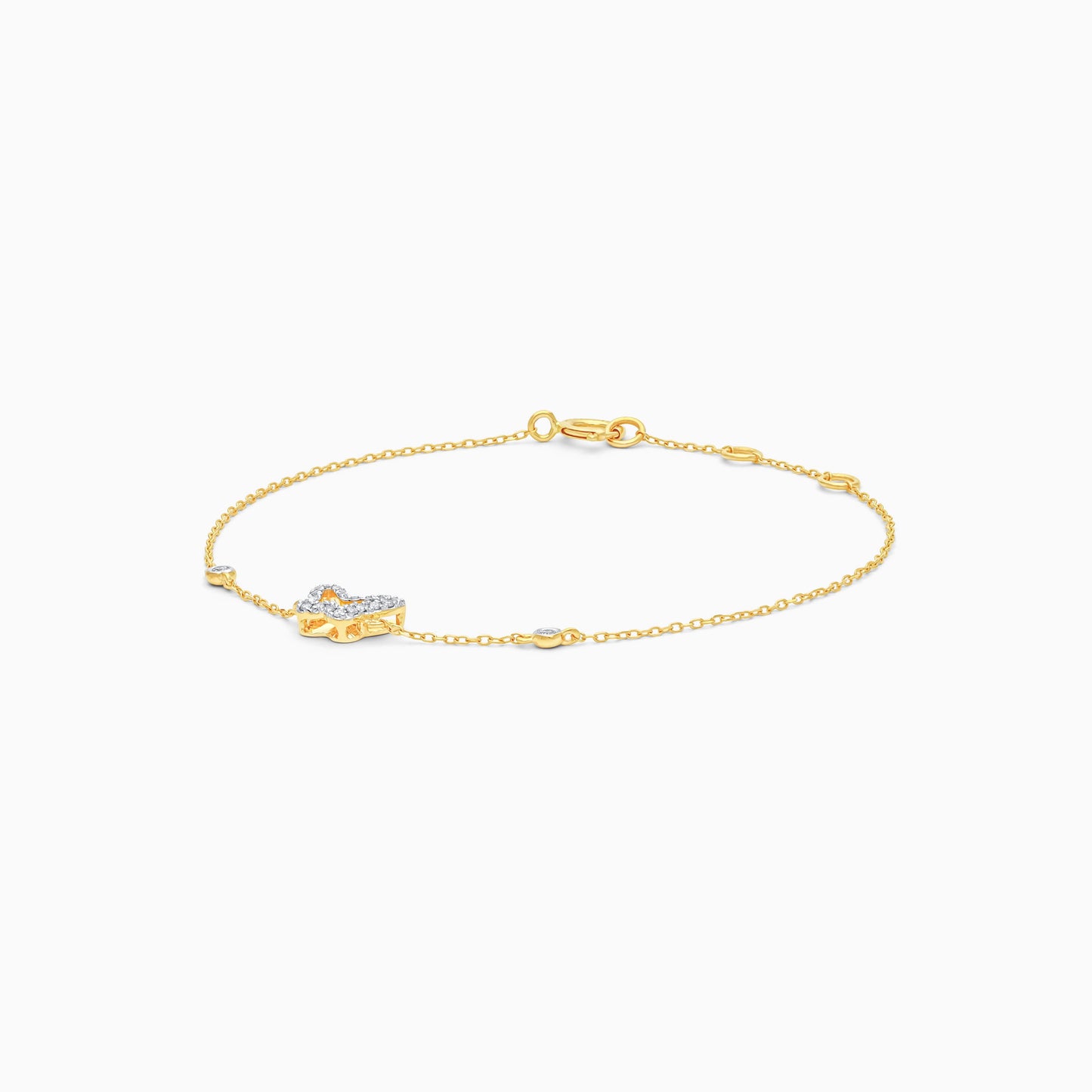 18k yellow gold light bracelet in butterfly-shaped decorative with natural diamond for kids | Farfalla collection