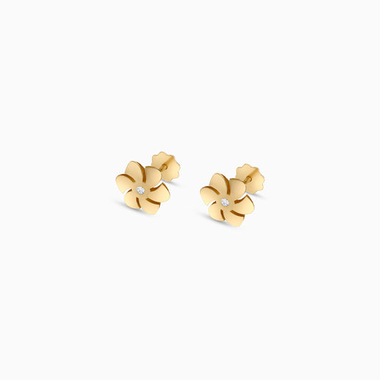 Flower Kids Earrings in 18K Gold with Center Zircon