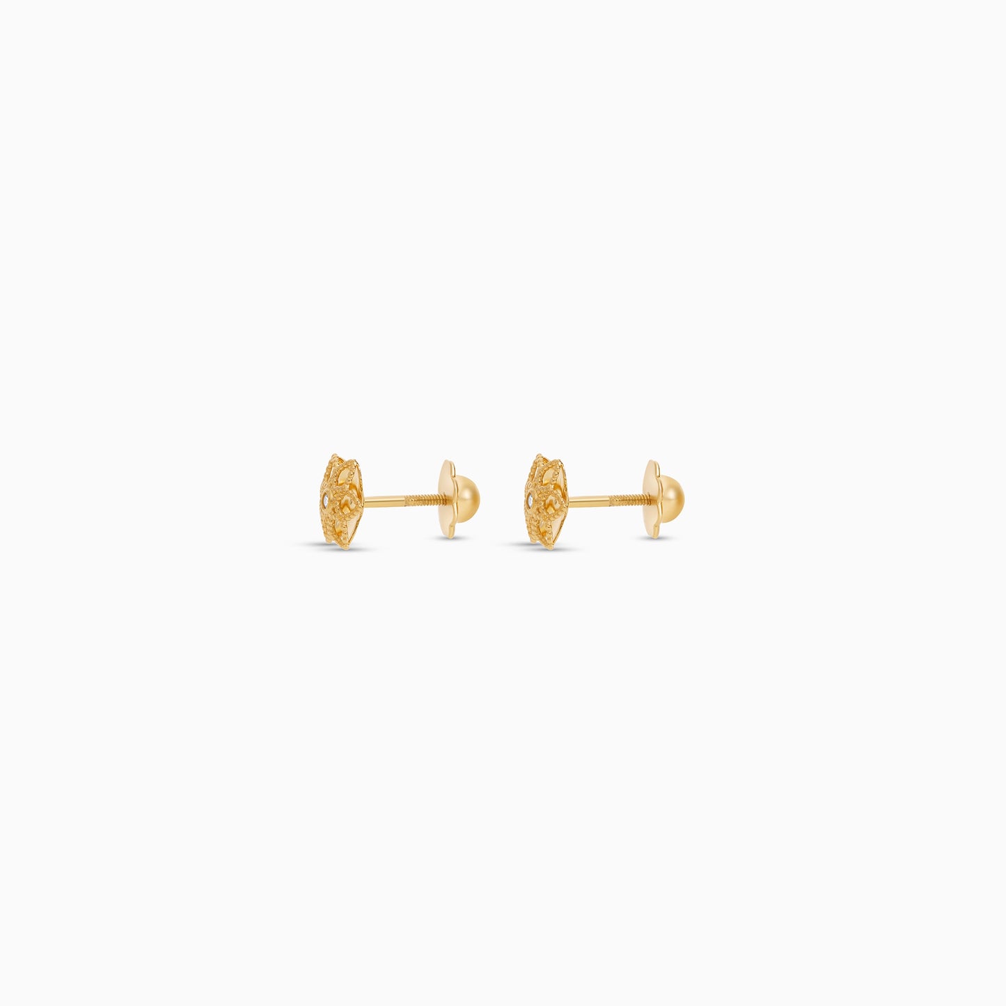 18K Star Earrings in Gold with Center Zircon for Your Kids