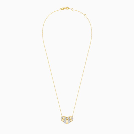 18k Yellow gold necklace with heart-shaped pendant decorated with natural diamond stones | valentine collection