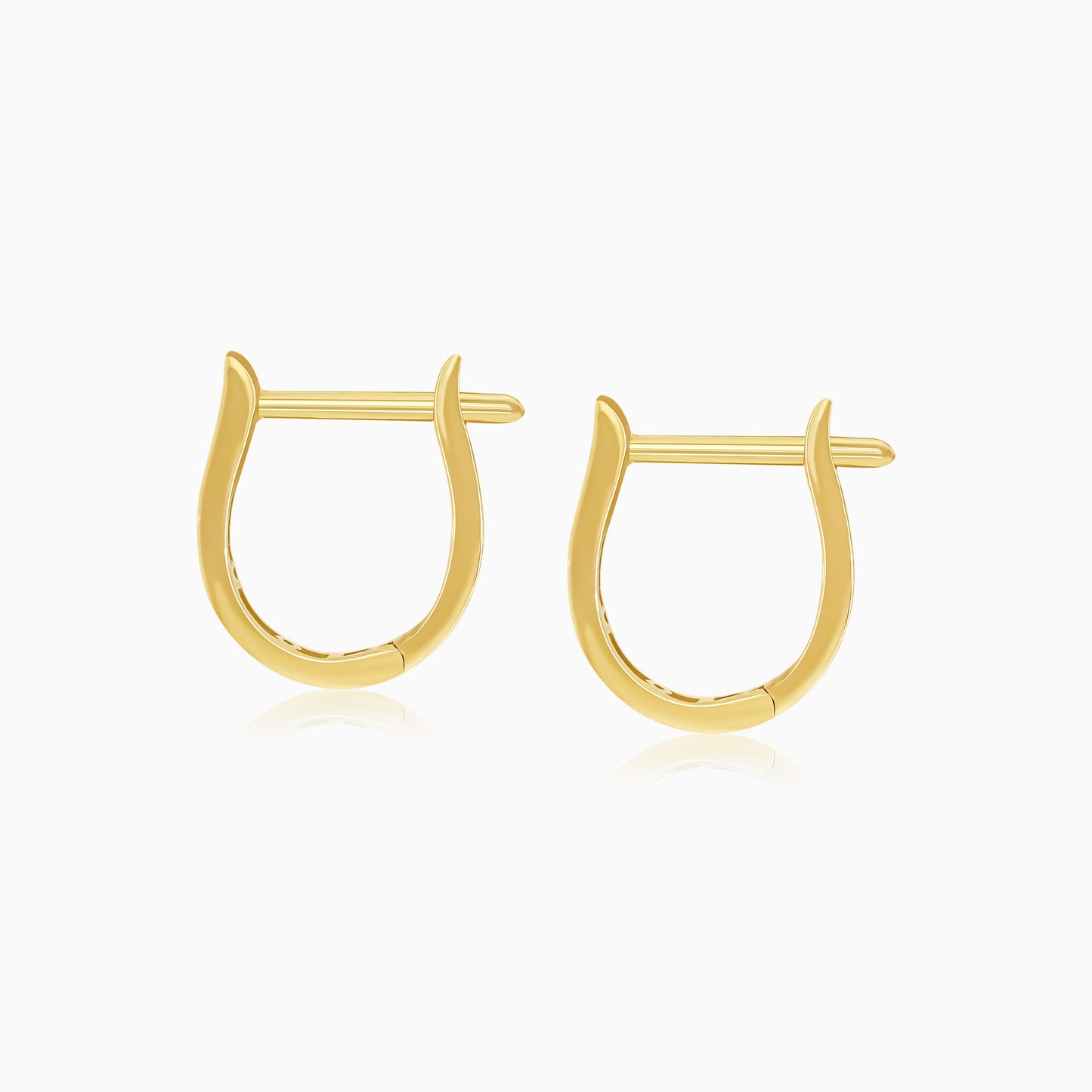 18K Yellow Gold U-Shaped Diamond Hoop Earrings | Hoops Collection