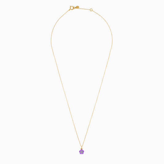 Charming 18K Yellow Gold Flower Pendant Necklace with Enamel and Natural Diamond – Alwan Kids Collection