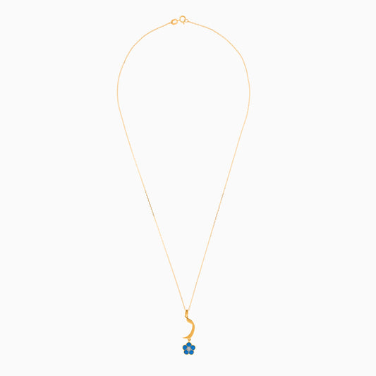 18k Yellow Gold Kids Necklace with ‘Raa’ Letter & Turquoise Flower | Horoufi Kids Collection