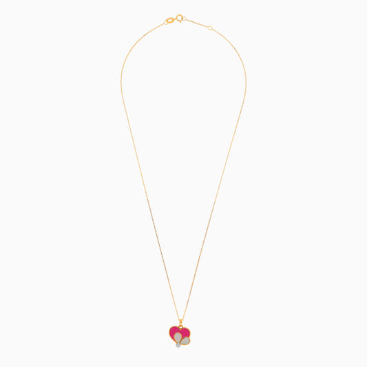 18k yellow gold necklace decorated with MOP and single natural diamond stones for Kids