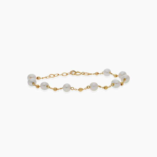 18K YELLOW GOLD BRACELET DECORATED WITH PEARLS