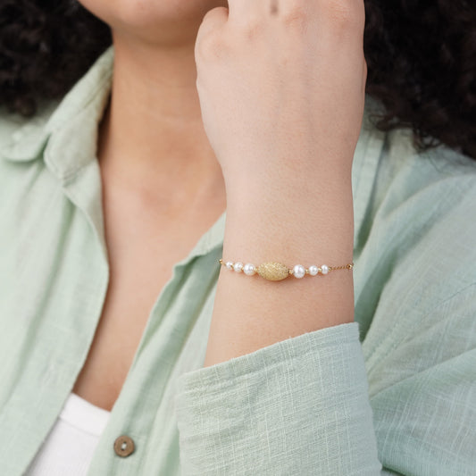 18K YELLOW GOLD BRACELET WITH PEARL