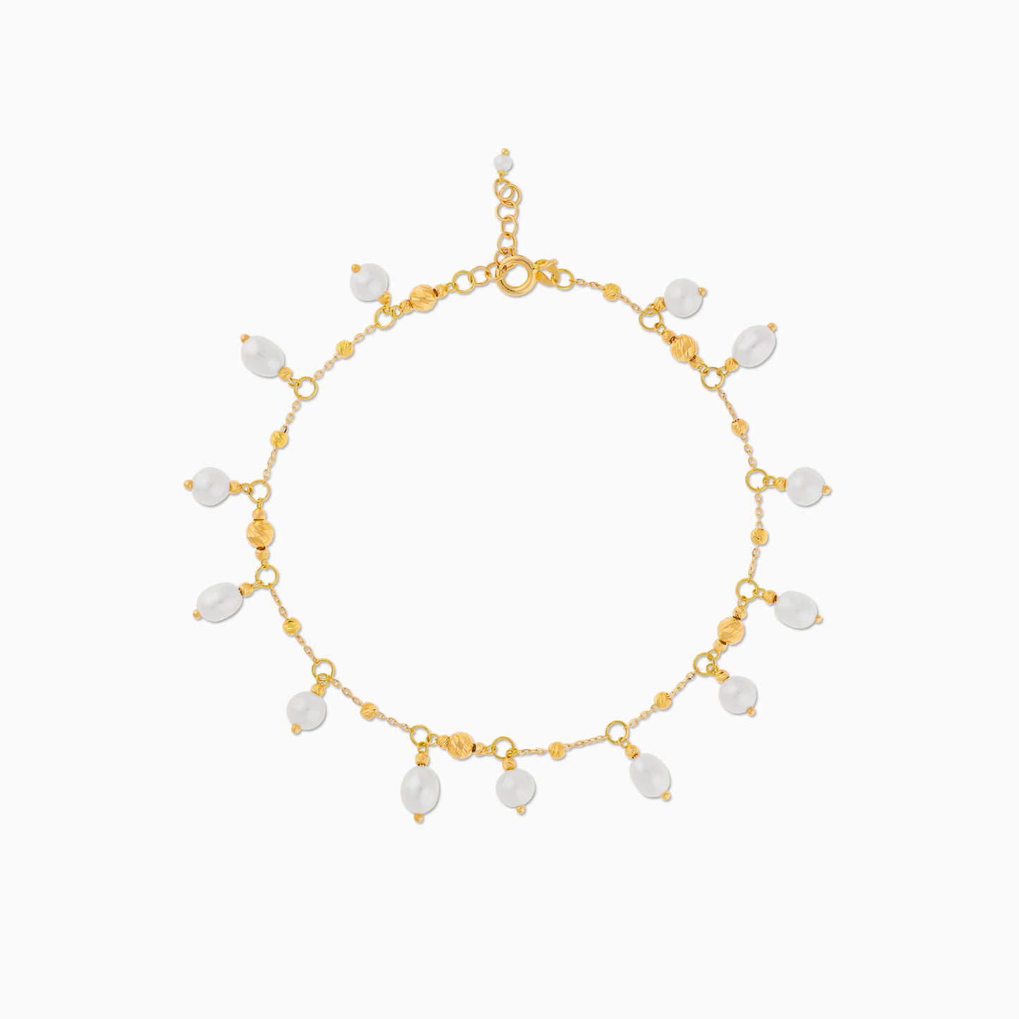 Elegant 18K Yellow Gold Pearl Anklet – Danah Collection