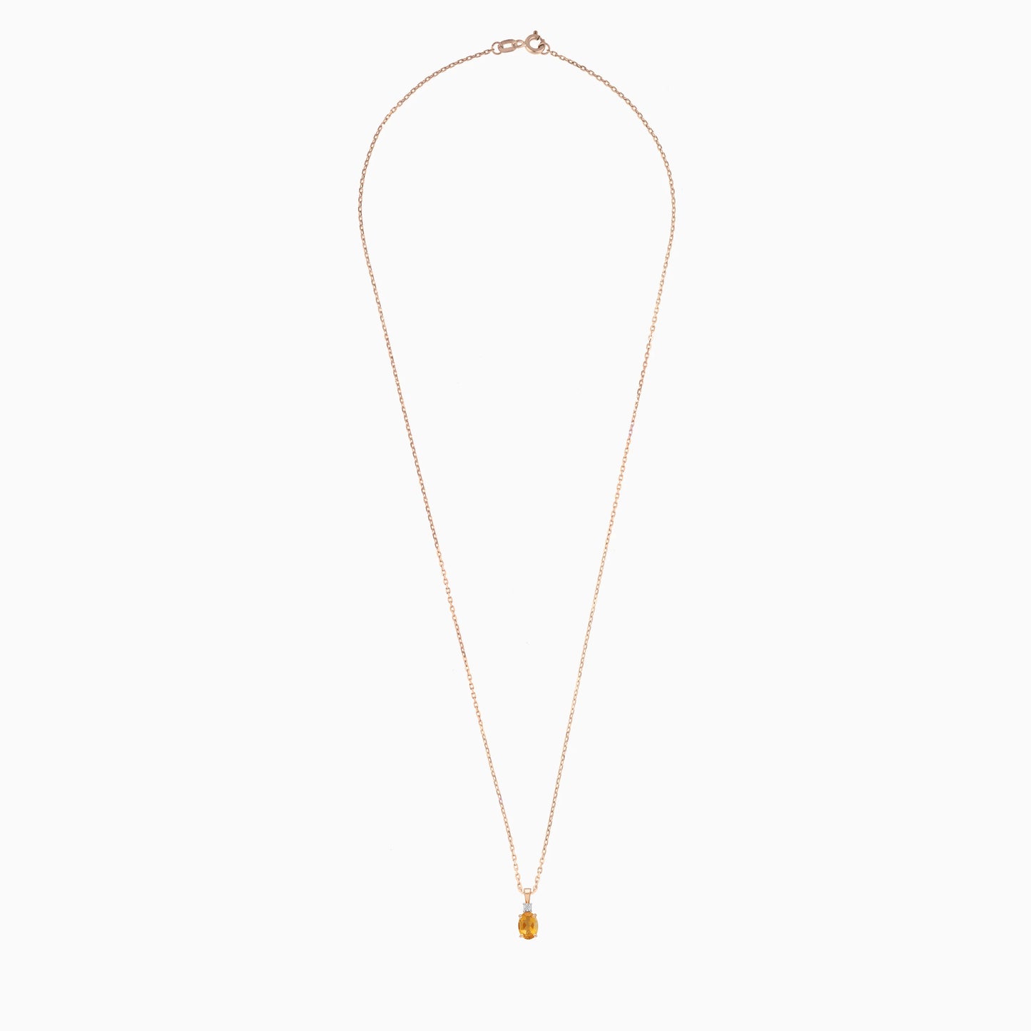 18k Rose Gold Necklace Featuring Citrine & Natural Diamond – Colour Classic Collection