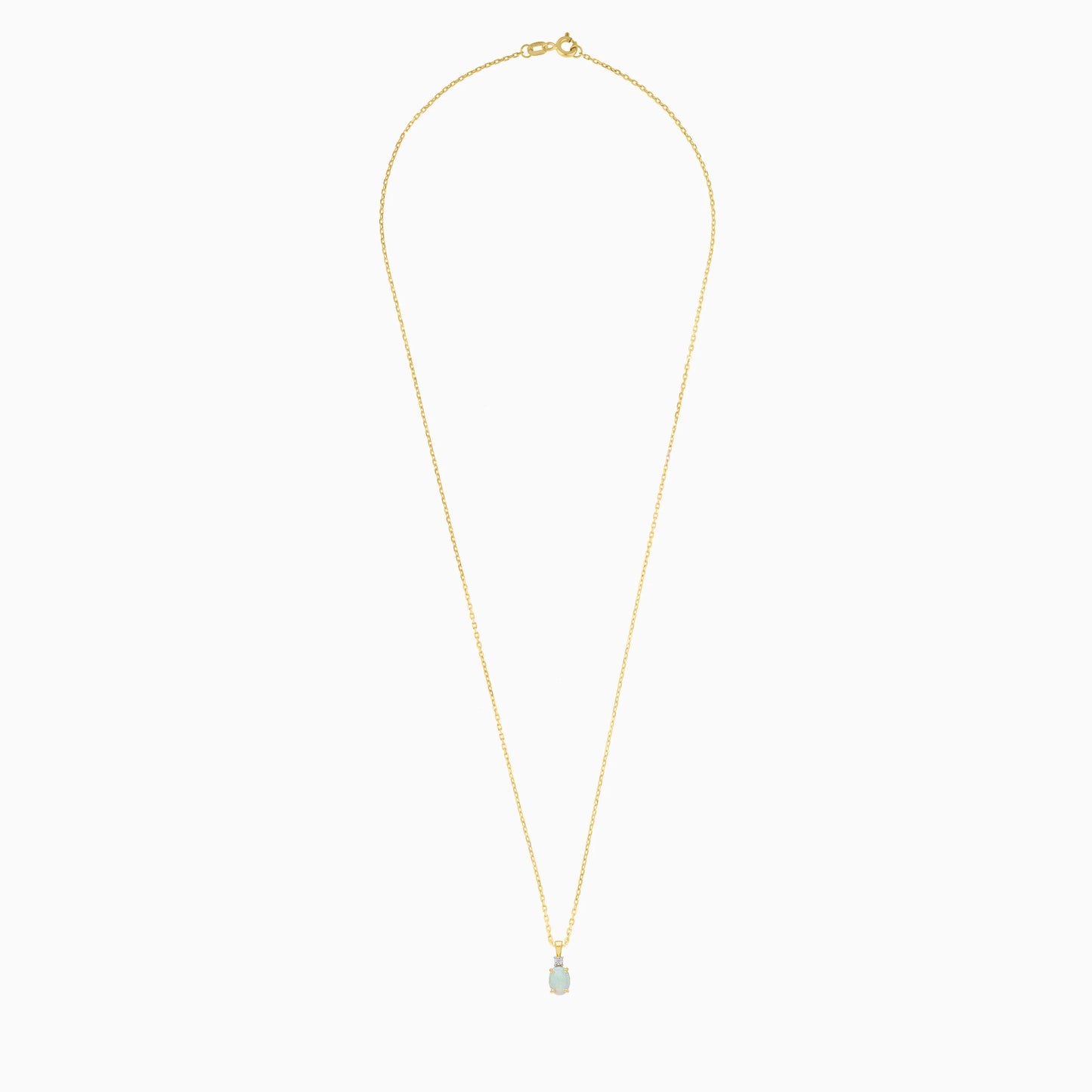 18K Yellow Gold Necklace with Natural Opal and Diamonds - Colour Classic