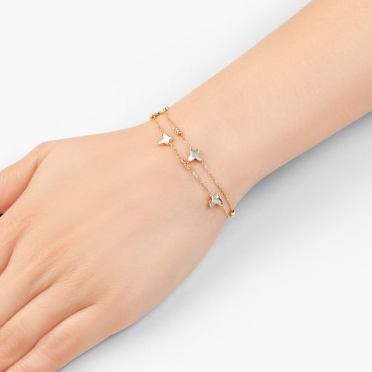 18K Yellow Gold Two-Layer Butterfly Bracelet with Mother of Pearl – Eclat Collection
