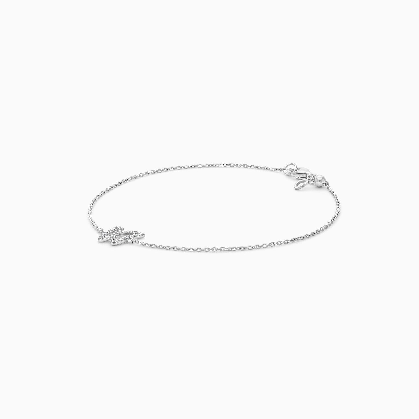 18k white gold adjustable bracelet butterfly shape decorated with natural diamond stones | Trendy collection
