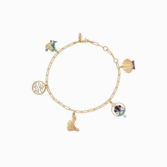 18k Yellow Gold Disney Princess Ariel Charm Bracelet with Natural Diamonds & Enamel | Disney Collection