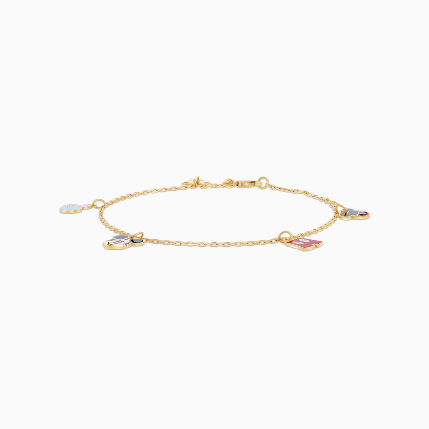 18k Yellow Gold Mickey & Minnie Mouse Charms Bracelets with Natural Diamonds & Enamels | Disney Collection
