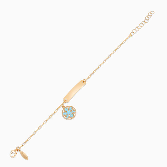 Disney Frozen-18 KT Yellow Gold Snowflake I-D Bracelet with Enamel