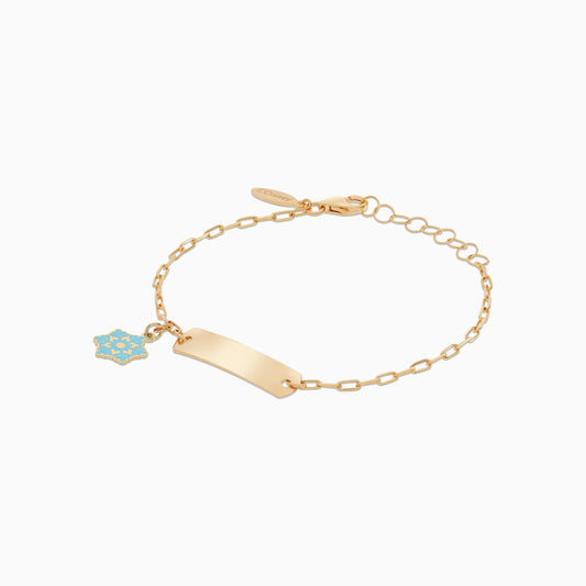 18k Yellow Gold Snowflake I-D Bracelet with Turquoise Enamel | Disney Collection