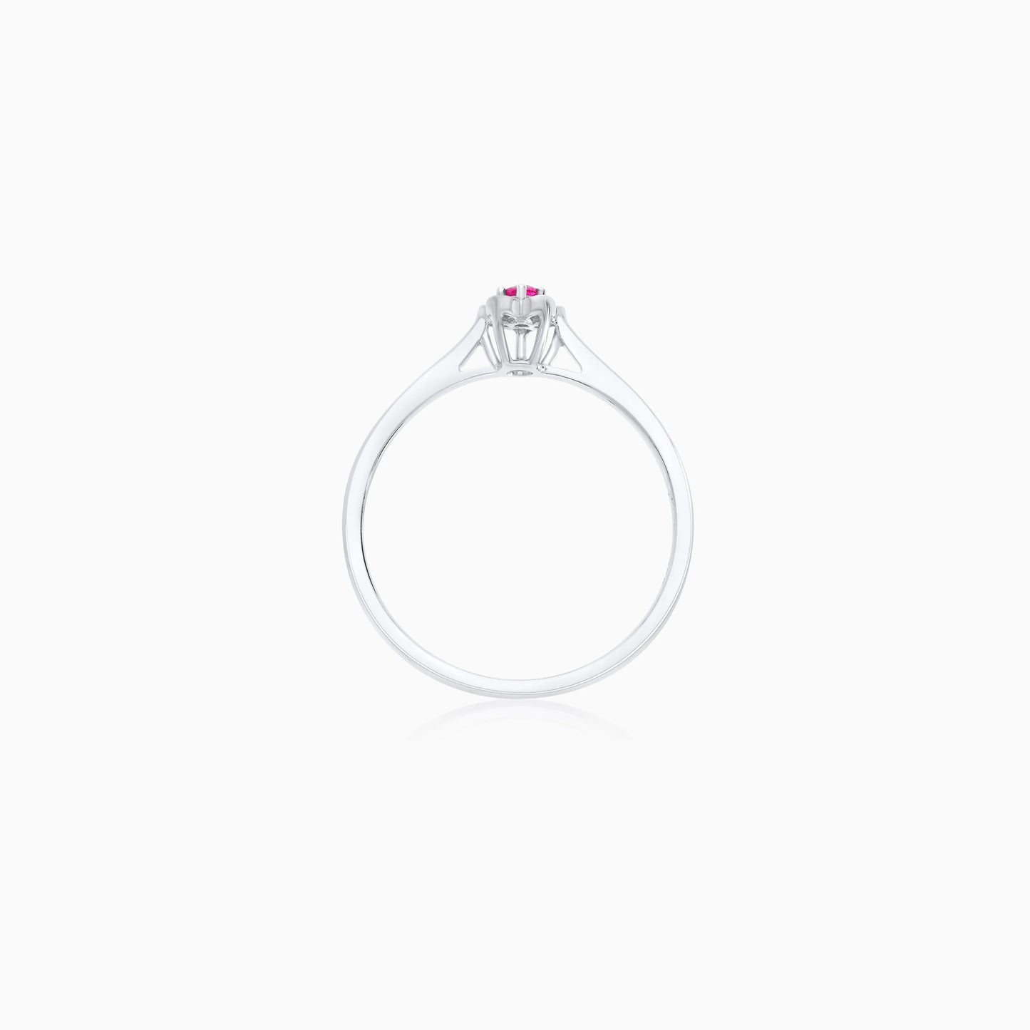 18K White Gold Flower-Shaped Ring with Natural Ruby and Diamond Stones – Colori Collection