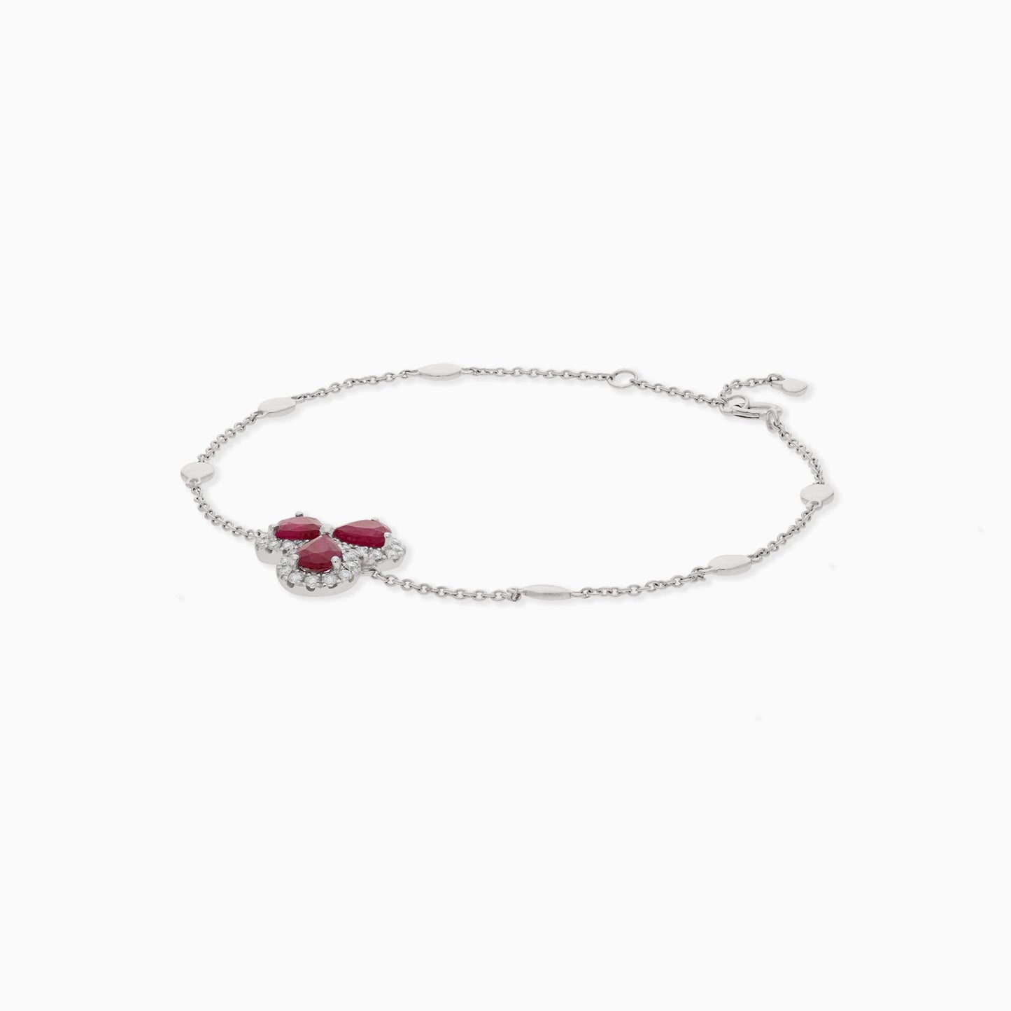 18k White Gold Bracelet with Diamonds and Ruby Stones
