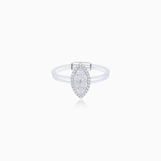 18K White Gold ring in marquise shape decorated with natural diamond stones – Float Collection