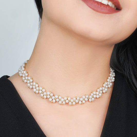 18K Yellow Gold Choker Adorned with Pearls from the Danah Collection