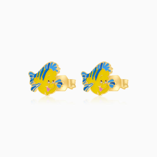 18k Yellow Gold Disney Princess Ariel & Flounder Enamel Earrings for Kids – Disney Collection