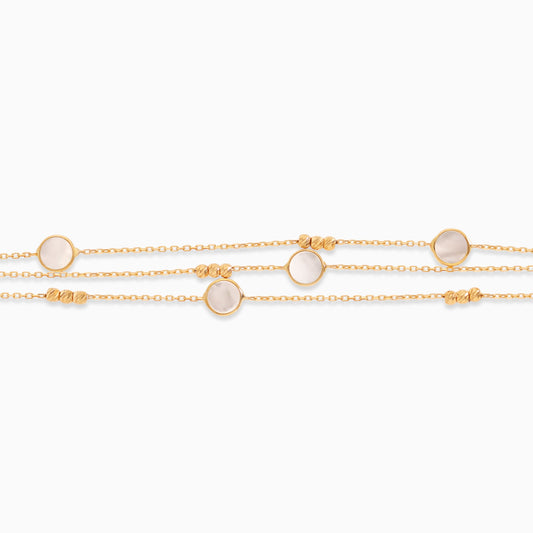 18k yellow gold bracelet three-layer decorated with mother of pearl